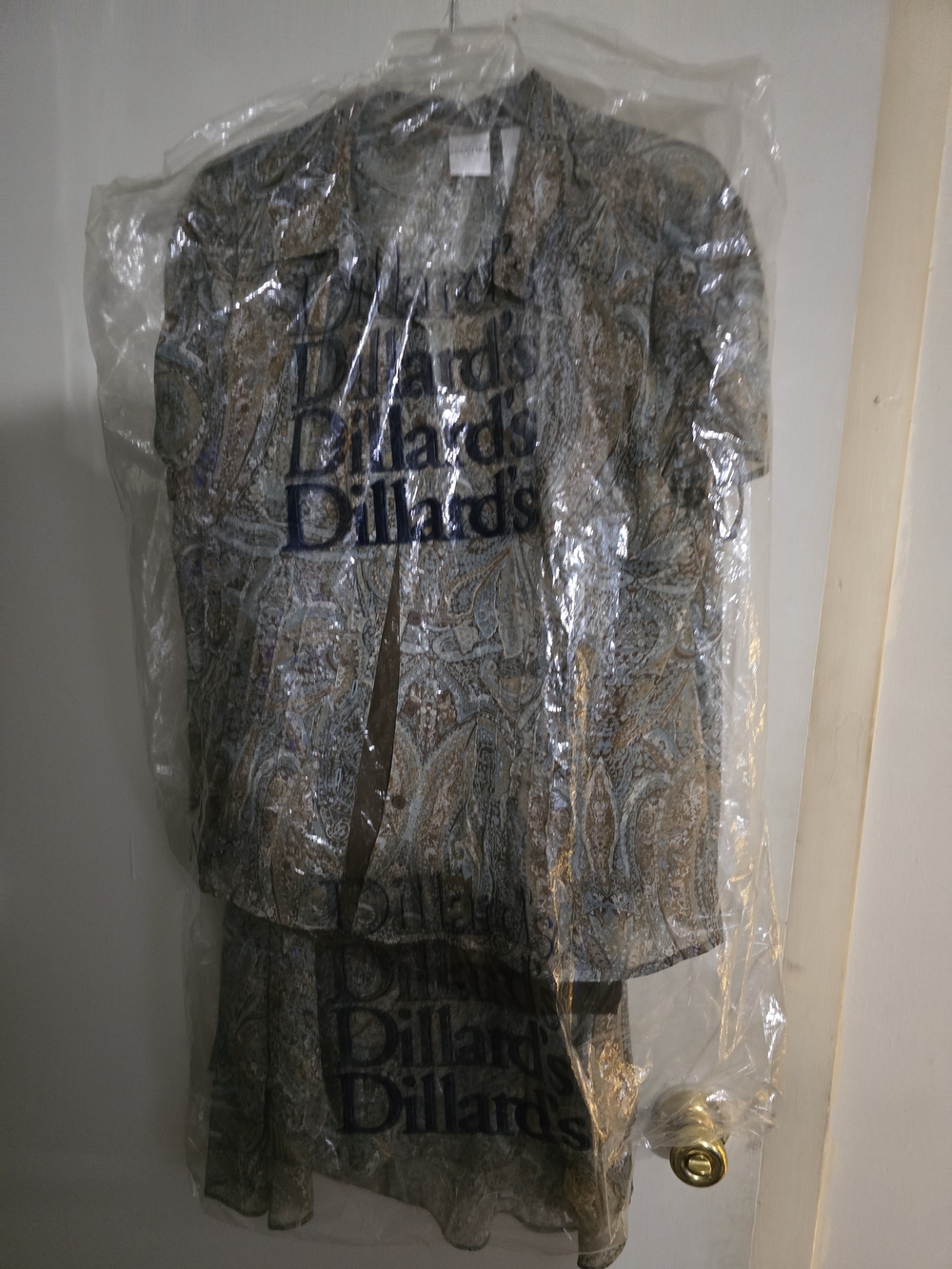 Emma James Paisley Jacket and Skirt Set in Blue and Tan